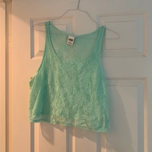 Mint lace crop top
